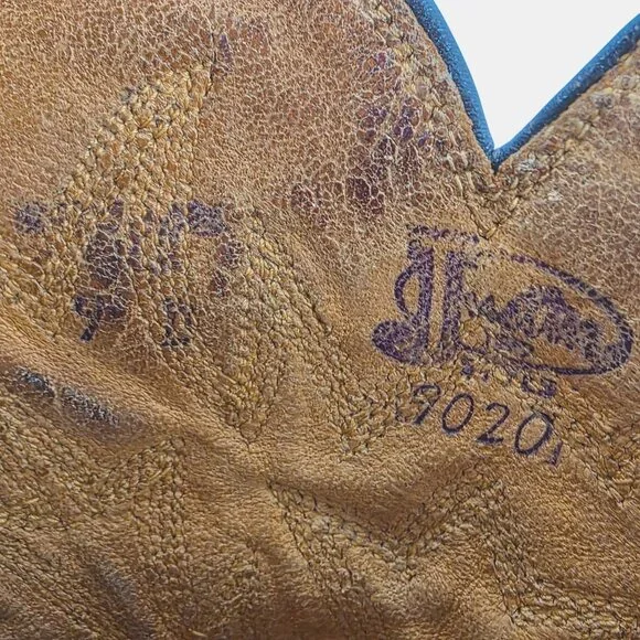 Vintage Exotic Justin Cowboy Boots Mens size 9D Brown Western 9020 White Label - Picture 10 of 16